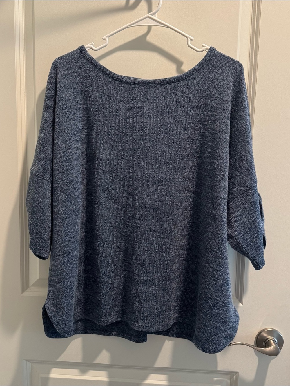 Max Studio, Blue, Gathered Short Sleeve Top, 1X